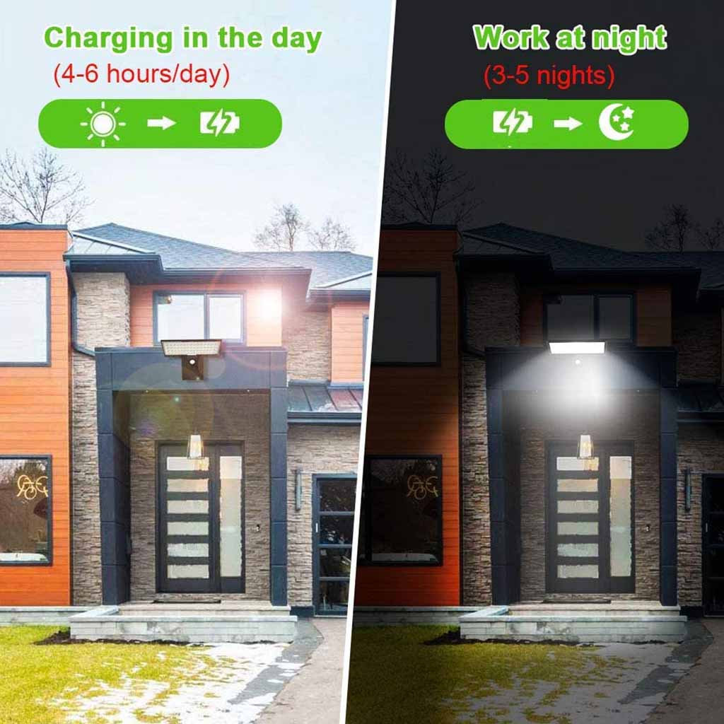 JESLED Luz Solar Exterior, 2-Paquete 90 LED, Foco Potente con Sensor de  Movimiento, Impermeable con 4 Modos Inteligentes para Jardín, Patio,  Camino, Escalera : : Iluminación