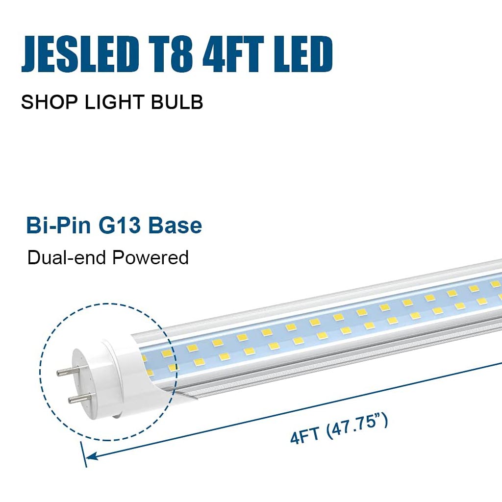 JESLED Dual Row 24W T8 4 Foot LED Light Bulbs | 4FT LED | G13 LED Tube ...