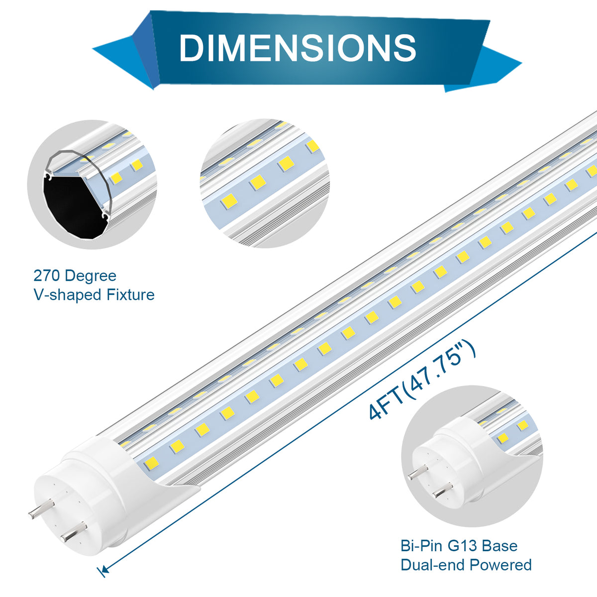 JESLED V Shape 28W 4FT LED Light Bulbs | T8 LED Tubes | G13 LED Tubes ...