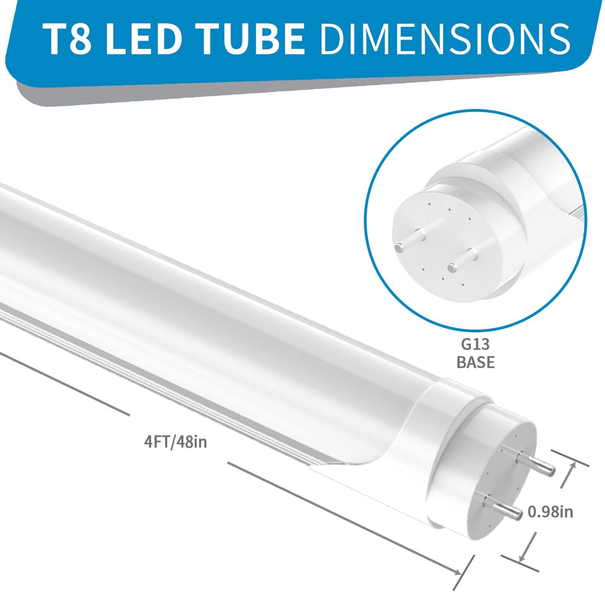 22W T8 4FT LED Light Bulbs | G13 LED Tube | T8 T10 T12 LED Replacement ...